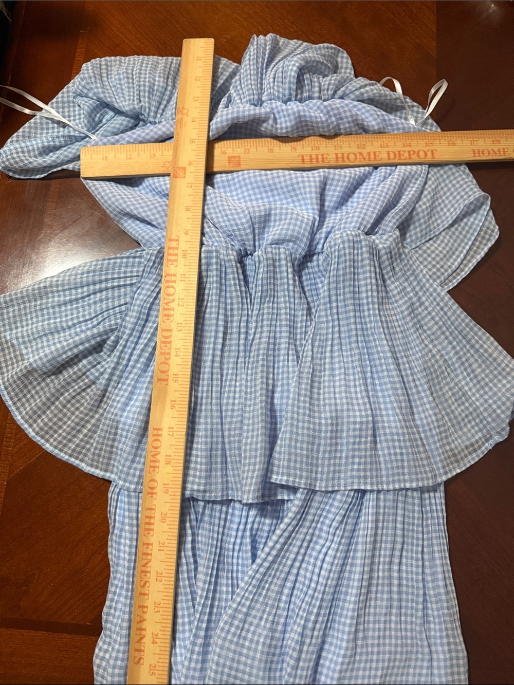 Lulu's Light Blue Gingham Tiered Off-Shoulder Midi Dress S - Picture 10 of 11